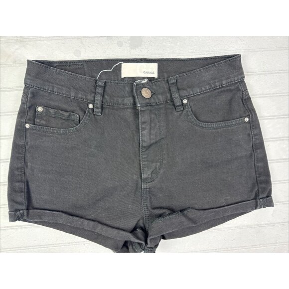 Garage Size 3 Womens Shorts Retro High Waist Black Denim Jean Stretch - Picture 1 of 5